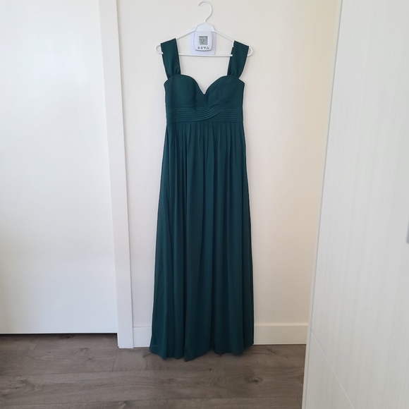 Lulus Dresses & Skirts - Lulu's Deep Teal Green off the shoulder Maxi Dress